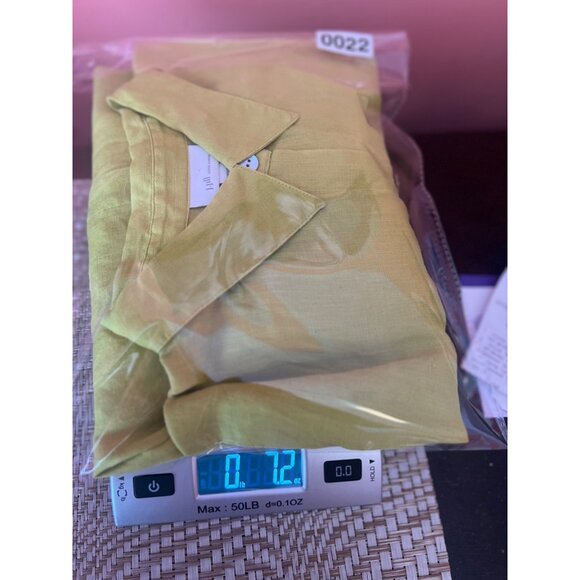 J Jill Love Linen  Lime Green  Button Up Tunic Blouse Lagenlook Roll Tab Sleeves - Picture 11 of 11